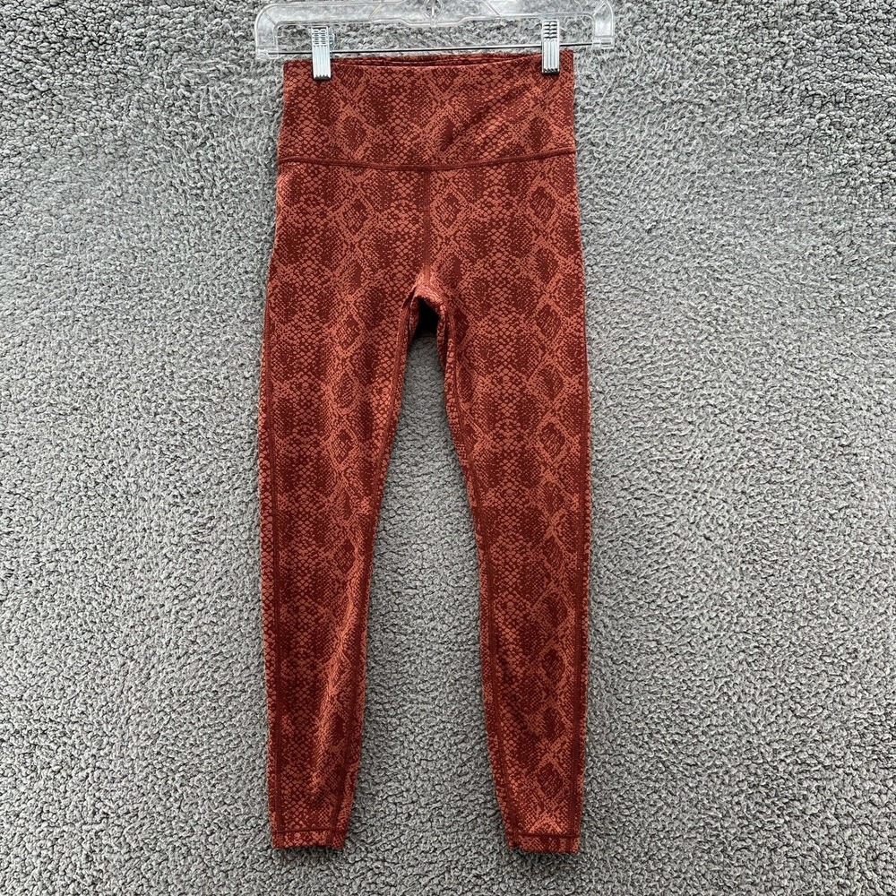 Athleta‎ Legging Orange Snake Print Ultimate Stash Pocket 7/8 Tight